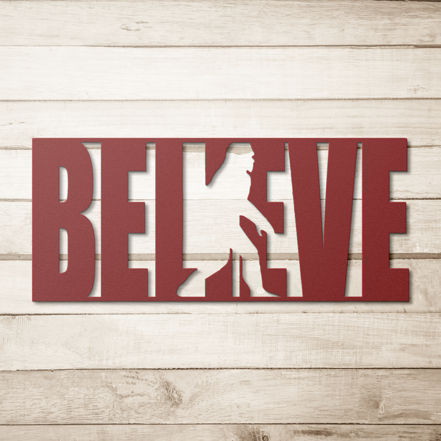 Believe_Metal_Sign_Red_Simple_Wood_BKGD_Mockup.png