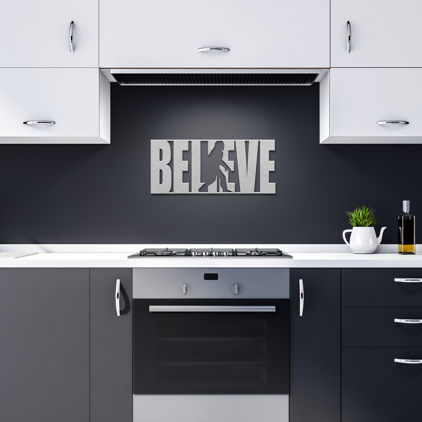 Believe_Metal_Sign_Silver_Dark_Kitchen_Mockup.png