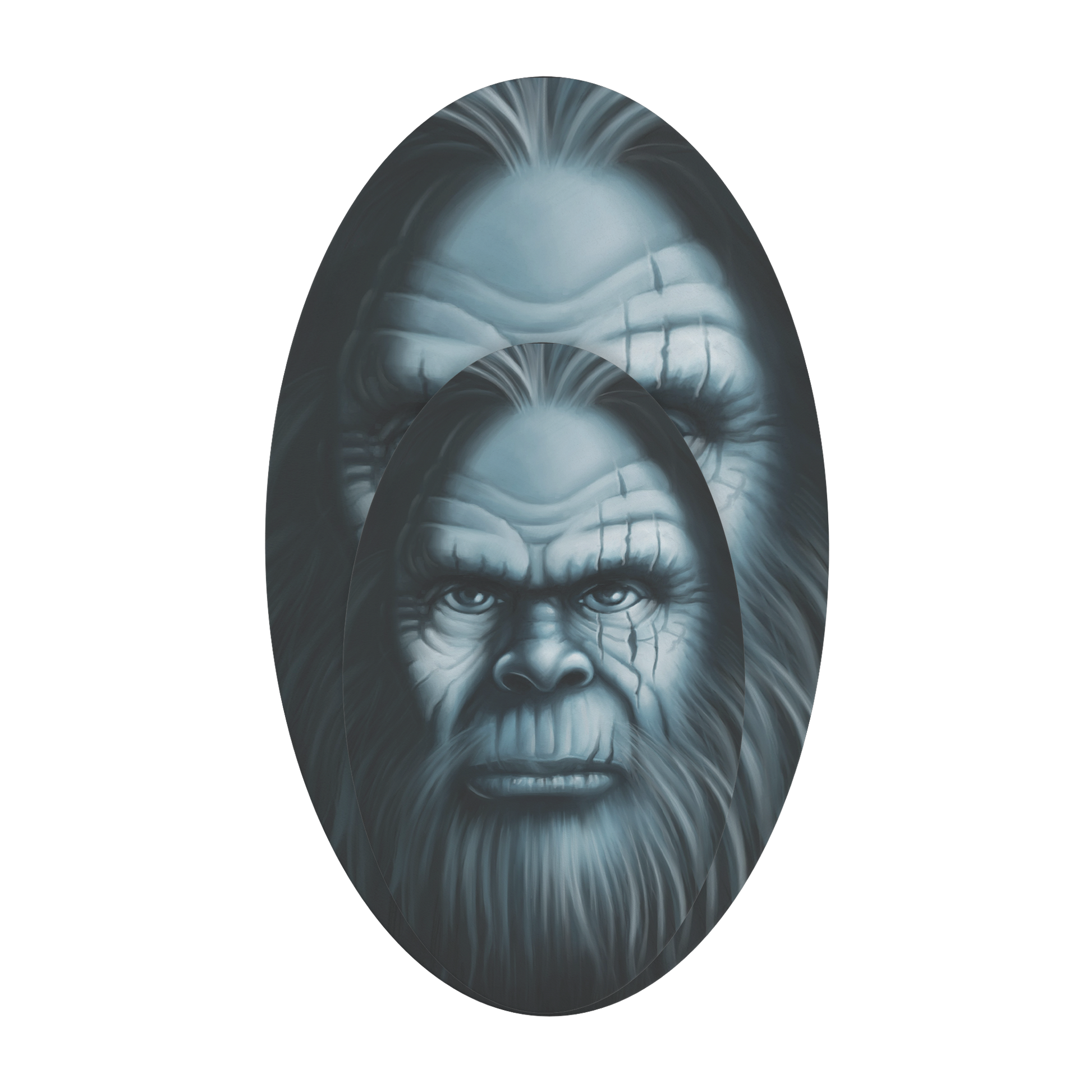 Bigfoot_Face_Magnet_OvalCarMagnet_Main_2sizes_Mockup.png