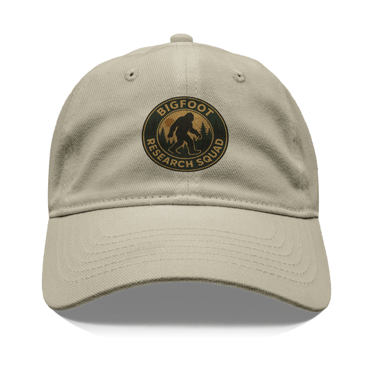 Bigfoot_Research_Squad_Hat_Front_Khaki_Mockup.png