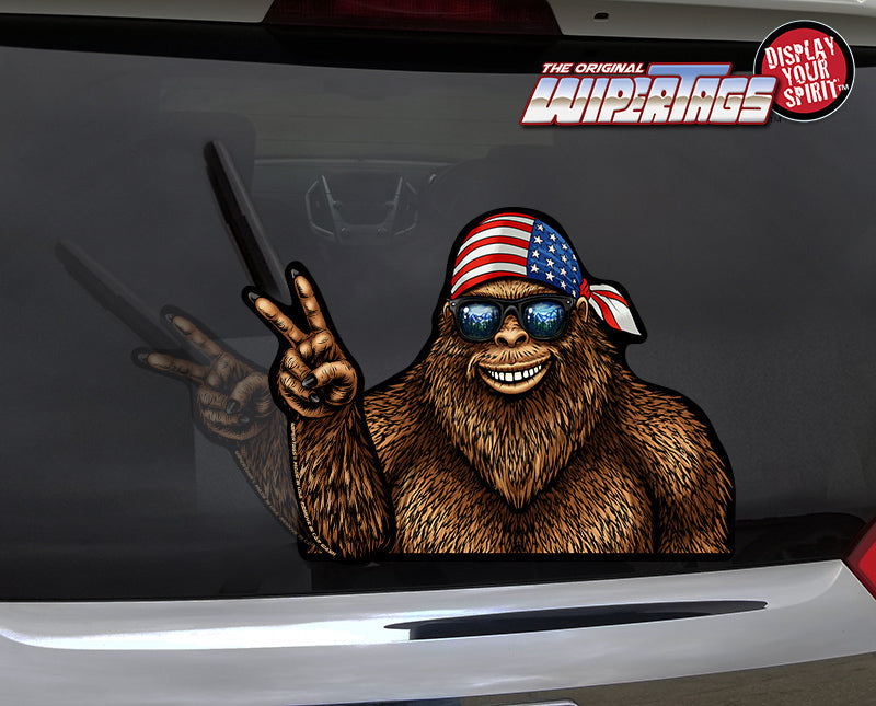 *NEW* Bigfoot USA Peace Waving Sasquatch WiperTags