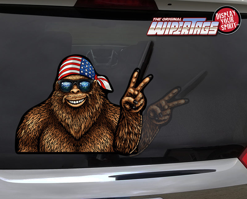 *NEW* Bigfoot USA Peace Waving Sasquatch WiperTags