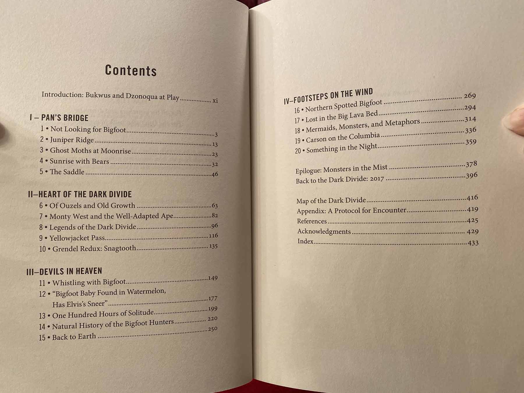 table of contents
