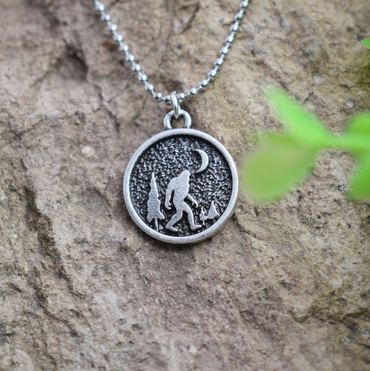 Sasquatch and Moon Necklace
